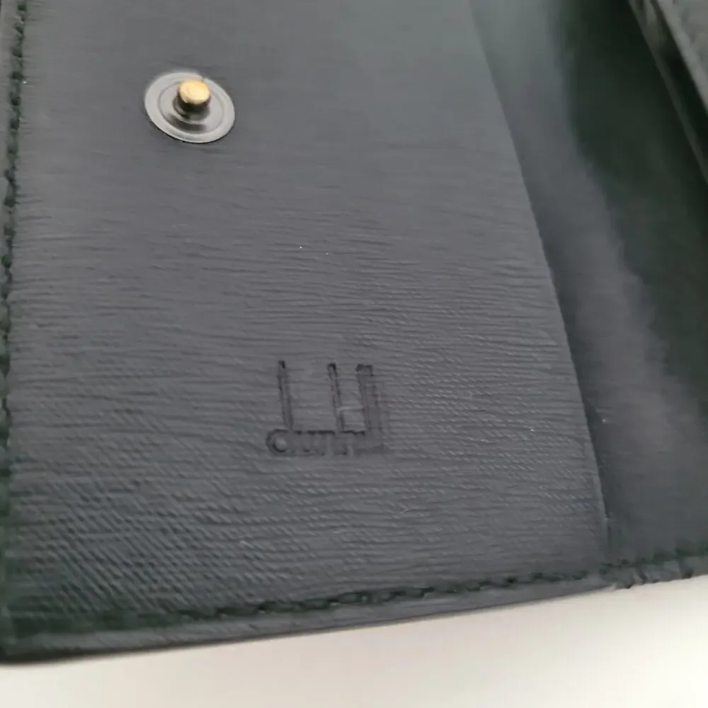 Dunhill Key Card Case Hooks Holder Wallet Logo Black Trifold Designer Coin Retro
